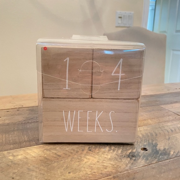 Rae Dunn brown wooden block baby milestone calendar - Picture 2 of 4